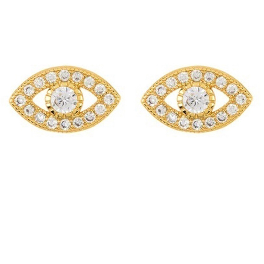Adornia 14K Over Silver Crystal Evil Eye Studs